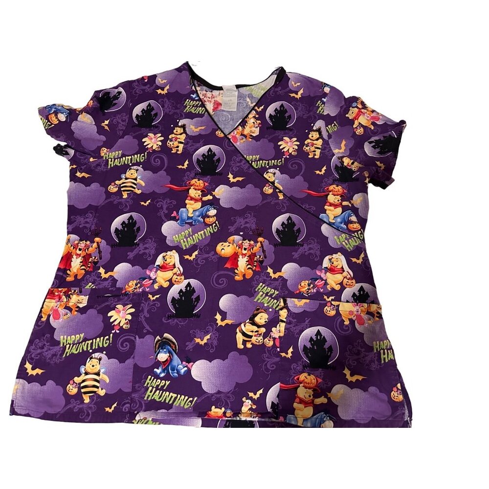 Disney Winnie The Pooh and Friends Happy Haunting Purple Scrub